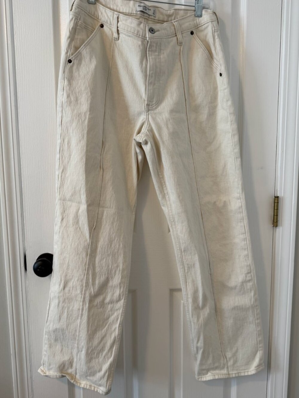 Abercrombie baggy mid rise jeans - ivory
